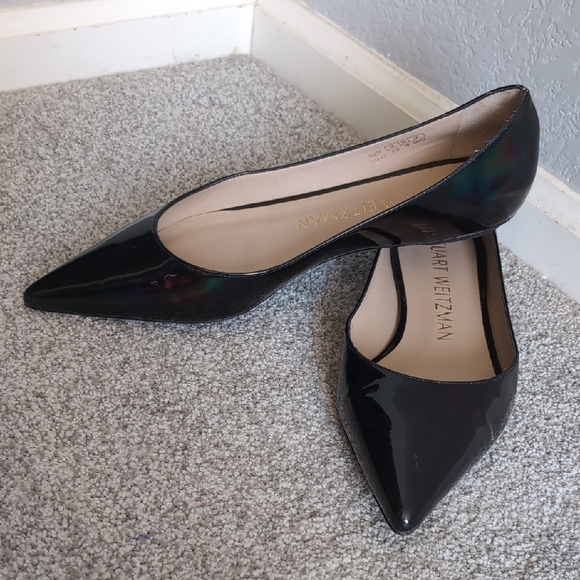 Stuart Weitzman Shoes - Stuart Weitzman Iridescent Black Patent Leather Women's Flats Shoes